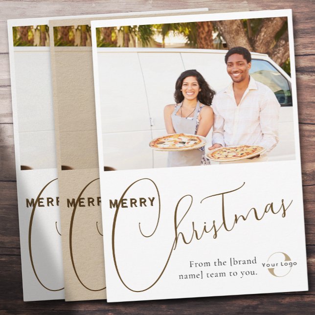 Cartes Pour Fêtes Annuelles Logo d'entreprise personnalisé, photo d'équipe et  (Créateur téléchargé)