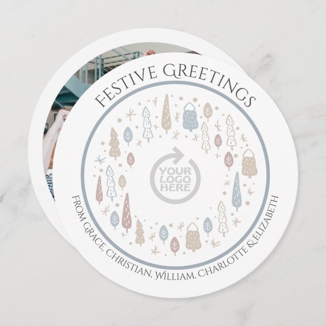 Cartes Pour Fêtes Annuelles Logo d'entreprise personnalisée de Noël (Devant / Derrière)