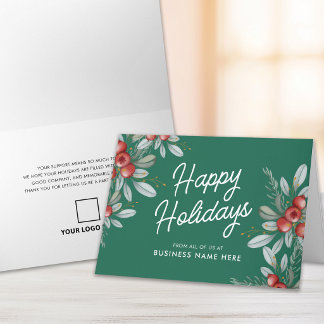 Cartes Pour Fêtes Annuelles Logo d'entreprise Plantes hivernales plié