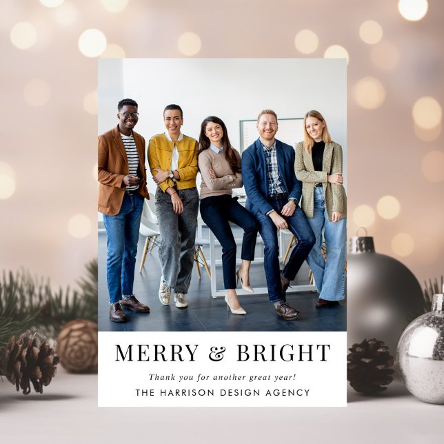 Cartes Pour Fêtes Annuelles Logo d'entreprise QR Code Photo d'entreprise Noël  (Spread the joy of the season and strengthen business relationships with our photo holiday card)