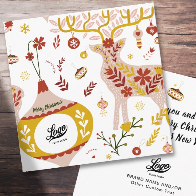 Cartes Pour Fêtes Annuelles Logo d'entreprise Scandinave Nordic Winter Reindee (Créateur téléchargé)