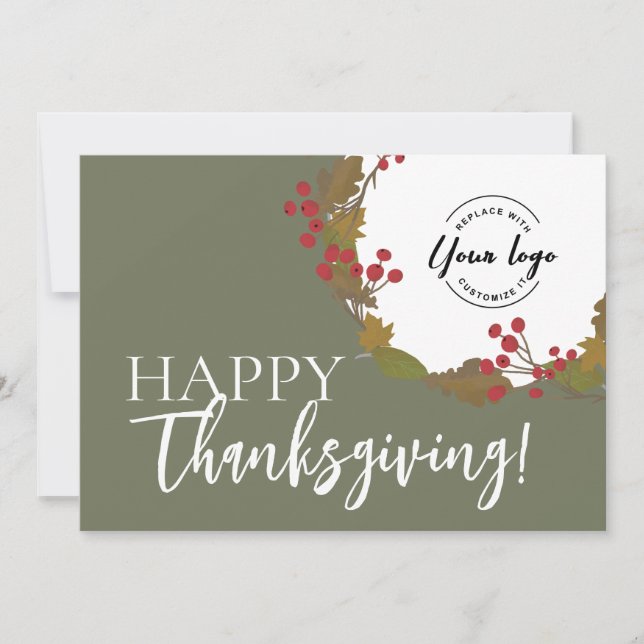 Cartes Pour Fêtes Annuelles Logo d'entreprise sur mesure bon thanksgiving Sage (Devant)