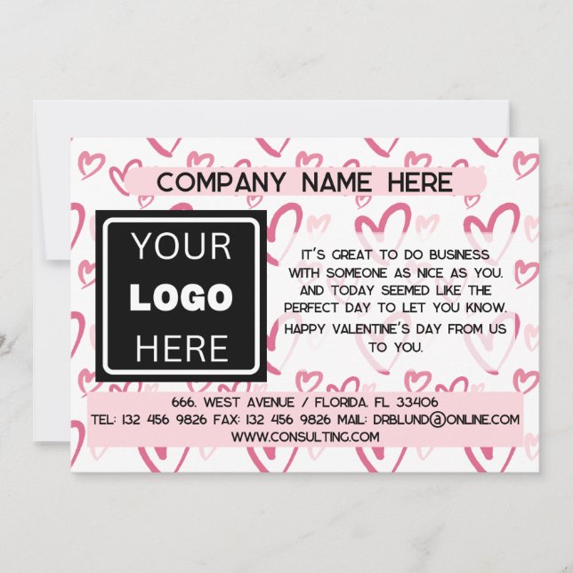 Cartes Pour Fêtes Annuelles Logo d'entreprise Valentine Client et Clients (Devant)