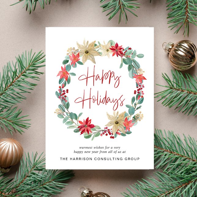 Cartes Pour Fêtes Annuelles Logo d'entreprise Wreath Entreprise Noël (Spread the joy of the season and strengthen business relationships with our elegant holiday card)