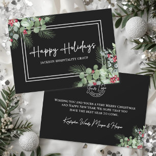 Cartes Pour Fêtes Annuelles Logo élégant de verdure en noir et blanc pour entr