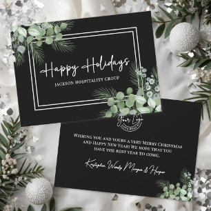 Cartes Pour Fêtes Annuelles Logo élégant de verdure en noir et blanc pour entr