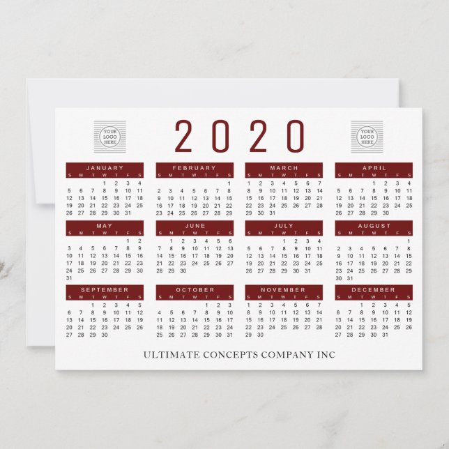 Cartes Pour Fêtes Annuelles Logo et nom de l'entreprise 2020 (Devant)