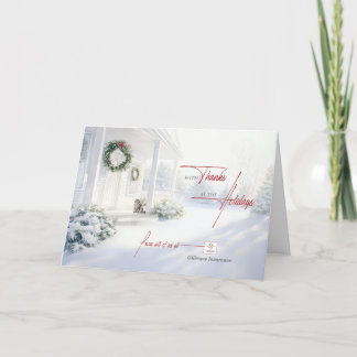 Cartes Pour Fêtes Annuelles Logo et nom de l'entreprise Maison d'hiver dans la