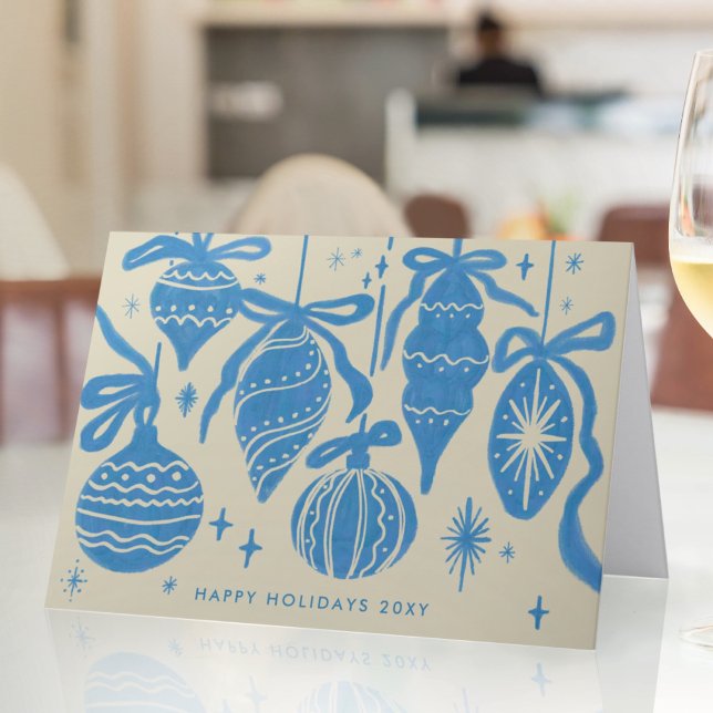 Cartes Pour Fêtes Annuelles Logo Fantaisiste Décorations Bleues Entreprise Bei (Créateur téléchargé)