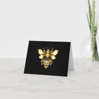Logo Faux Gold Foil Bee Polygonal sur Noir
