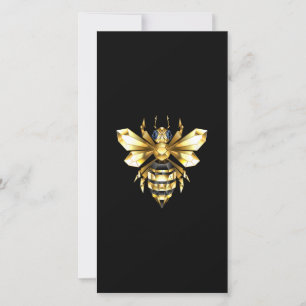 Cartes Pour Fêtes Annuelles Logo Faux Gold Foil Bee Polygonal sur Noir