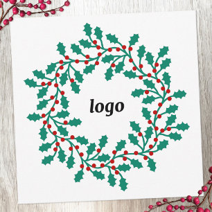 Cartes Pour Fêtes Annuelles Logo Holly Wreath Business
