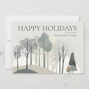 Cartes Pour Fêtes Annuelles Logo Joyeuses Fêtes Entreprise Aquarelle Arbres