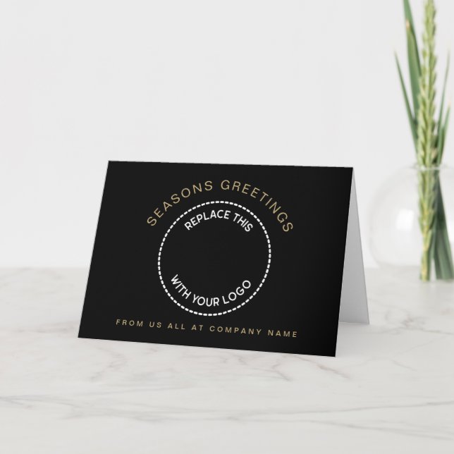 Cartes Pour Fêtes Annuelles Logo Joyeuses Fêtes Gold Black (Devant)