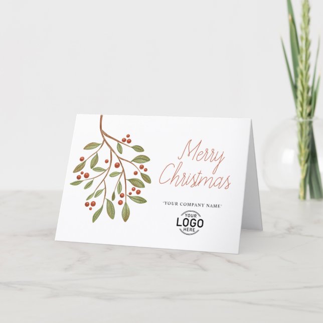 Cartes Pour Fêtes Annuelles Logo Modern Simple Minimalist Mistletoe Business (Devant)