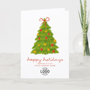 Cartes Pour Fêtes Annuelles Logo personnalisé Arbre de Noël vintage Blanc Entr