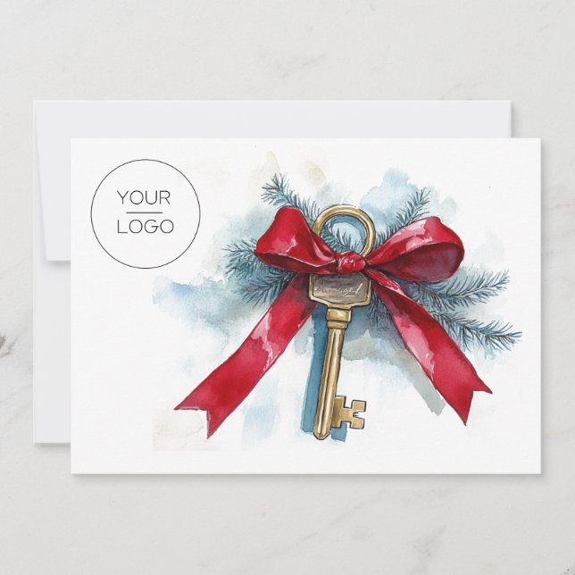 Cartes Pour Fêtes Annuelles Logo personnalisé Équipe Immobilier Photo Noël (Devant)