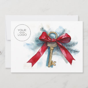 Cartes Pour Fêtes Annuelles Logo personnalisé Équipe Immobilier Photo Noël