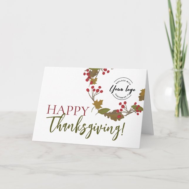 Cartes Pour Fêtes Annuelles Logo personnalisé Feuilles d'automne Bon thanksgiv (Devant)