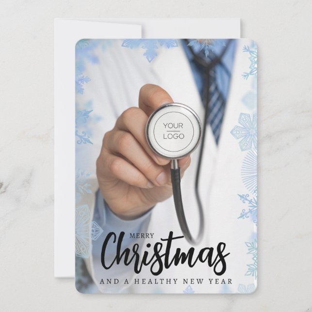 Cartes Pour Fêtes Annuelles Logo personnalisé Joyeux Noël Stethoscope Médicale (Devant)