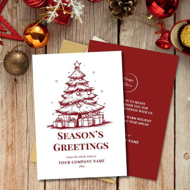 Cartes Pour Fêtes Annuelles Logo personnalisé rouge et blanc Noël d'affaires (Créateur téléchargé)