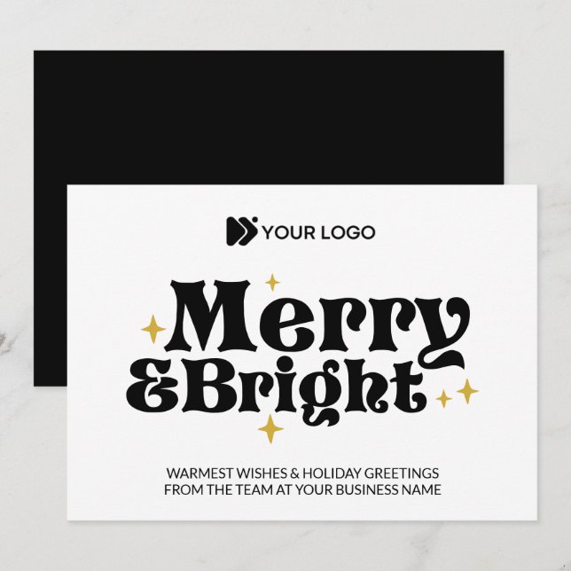 Cartes Pour Fêtes Annuelles Logo professionnel personnalisé Merry & Bright Com (Devant / Derrière)