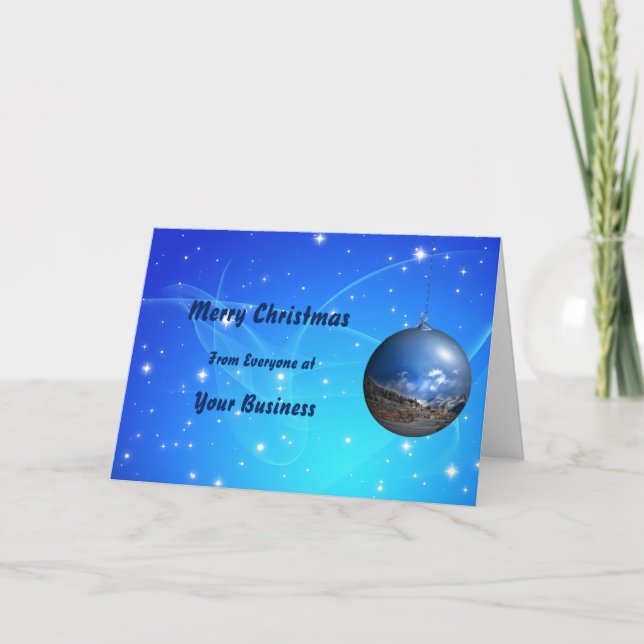 Cartes Pour Fêtes Annuelles Logo Promo Business Blue Joyeux Noël (Devant)
