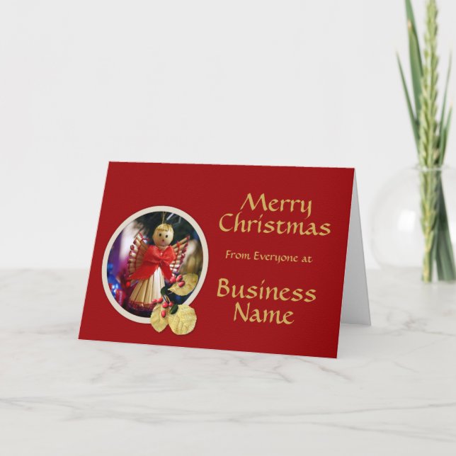 Cartes Pour Fêtes Annuelles Logo Promo Business Red & Angel Christmas Greeting (Devant)