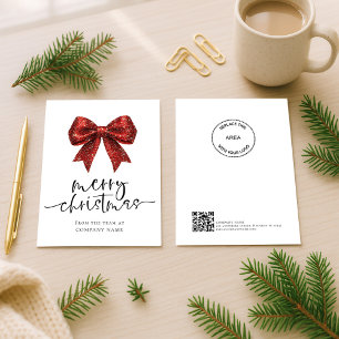 Cartes Pour Fêtes Annuelles Logo QR Red Bow Corporate Merry Christmas