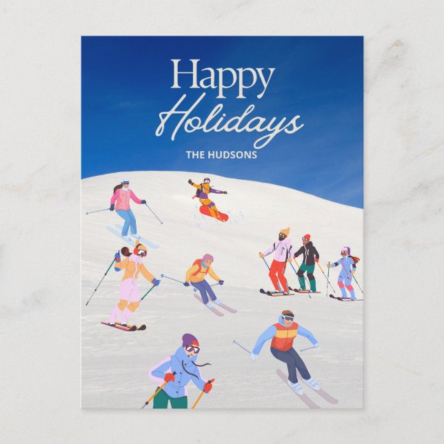 Cartes Pour Fêtes Annuelles Loisirs branchés Happy Holidays Station de ski (Devant)