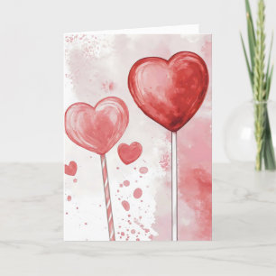 Cartes Pour Fêtes Annuelles Lollipops de coeur rose rouge