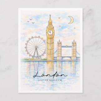 Cartes Pour Fêtes Annuelles London Cityscape Watercolor | United Kingdom
