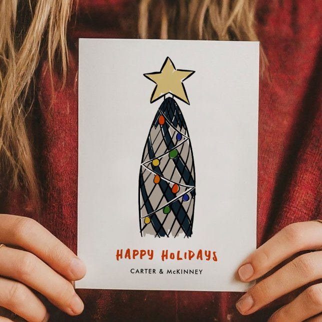 Cartes Pour Fêtes Annuelles London Gherkin Tower Christmas Tree Business (London Gherkin Tower Christmas Tree Illustrated Business Holiday Card)