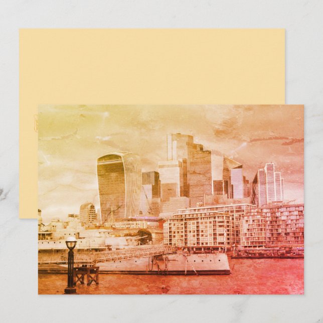 Cartes Pour Fêtes Annuelles Londres - La Ville (Devant / Derrière)