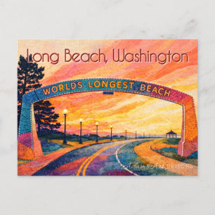 Cartes Pour Fêtes Annuelles Long Beach Washington Sunset Arch Scénique