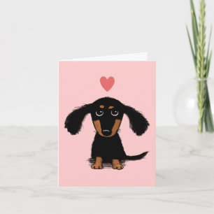 Cartes Pour Fêtes Annuelles Long Haired Dachshund Chiot Saint Valentin Amour