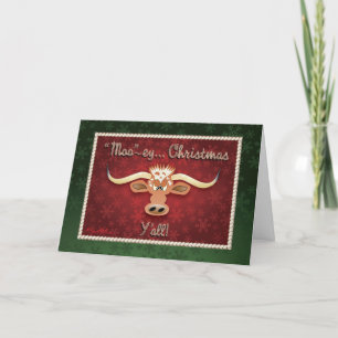 Cartes Pour Fêtes Annuelles Longhorn bœuf comique