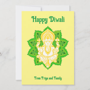 Cartes Pour Fêtes Annuelles Lord Ganpatio Heureux Diwali Jaune