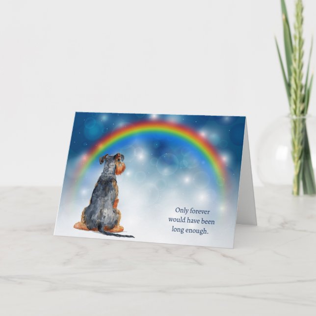 Cartes Pour Fêtes Annuelles Loss of Airedale Dog Night Lights Rainbow Sympathy (Devant)