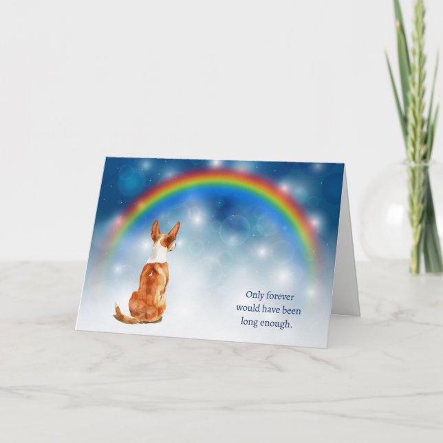 Cartes Pour Fêtes Annuelles Loss of Basenji Dog Night Rainbow Sympathy (Devant)