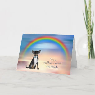 Cartes Pour Fêtes Annuelles Loss of Black Tan Chihuahua Rainbow Sympathy Card
