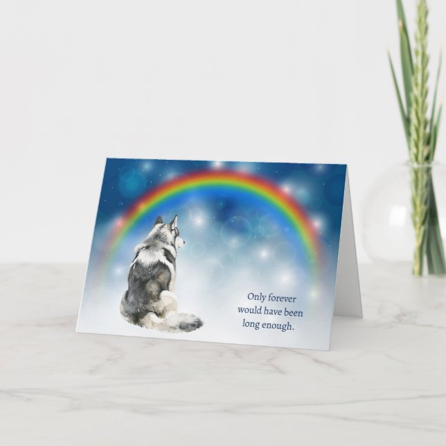 Cartes Pour Fêtes Annuelles Loss of Malamute Dog Night Lights Rainbow Sympathy (Devant)