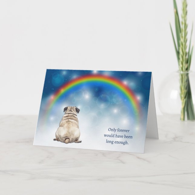Cartes Pour Fêtes Annuelles Loss of Pug Dog Night Lights Sympathy (Devant)