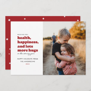 Cartes Pour Fêtes Annuelles Lots Plus de Hugs Photo Holiday Card (Rouge)