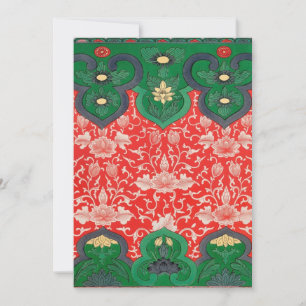 Cartes Pour Fêtes Annuelles Lotus abstrait asiatique rouge et vert mystique
