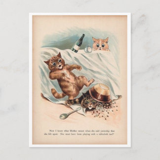 Cartes Pour Fêtes Annuelles Loui Wain, Cats Playing, Holiday Postcard