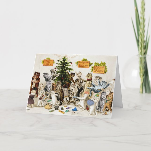 Cartes Pour Fêtes Annuelles Louis Wain Cats Christmas Tree Decorating Party (Devant)