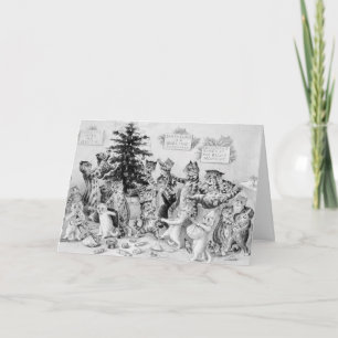 Cartes Pour Fêtes Annuelles Louis Wain - Chats fêtant Noël