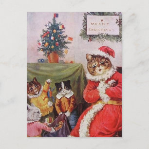 Cartes Pour Fêtes Annuelles Louis Wain Christmas Cats Vintage Famille victorie