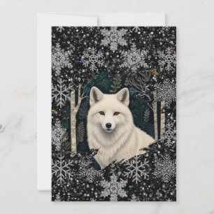 Cartes Pour Fêtes Annuelles Loup blanc vintage boho forêt boisée 